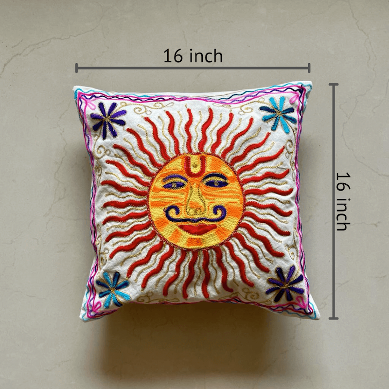 Surajmukhi Aari Embroidered Cushion Covers (Set Of 2)