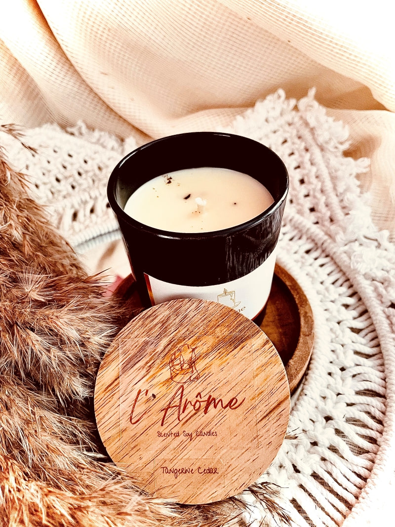 Tangerine Cedar Handpoured Artisanal Scented Soy Candle