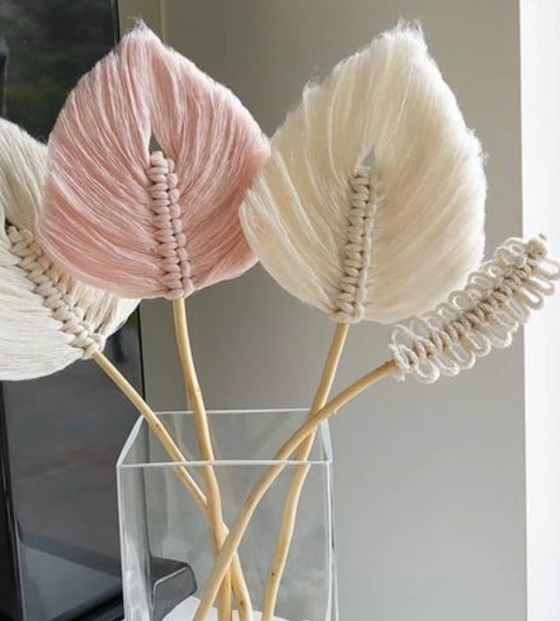 Handcrafted Knotted Natural Macrame Cotton FEATHER STICK