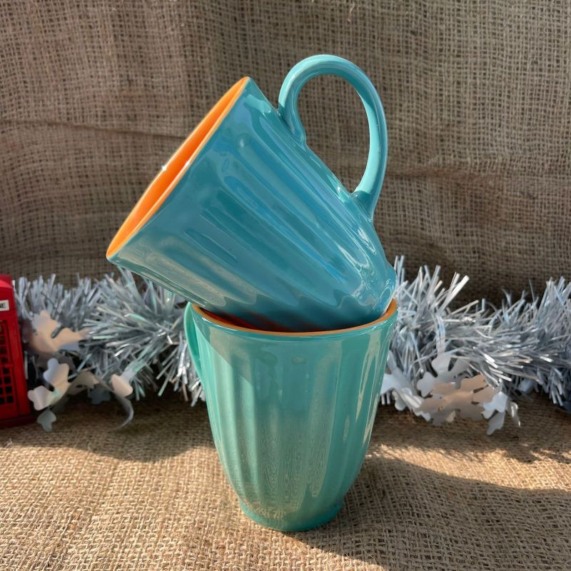 Glazed Dual Colour Ceramic Lined Mugs (Set of 2)