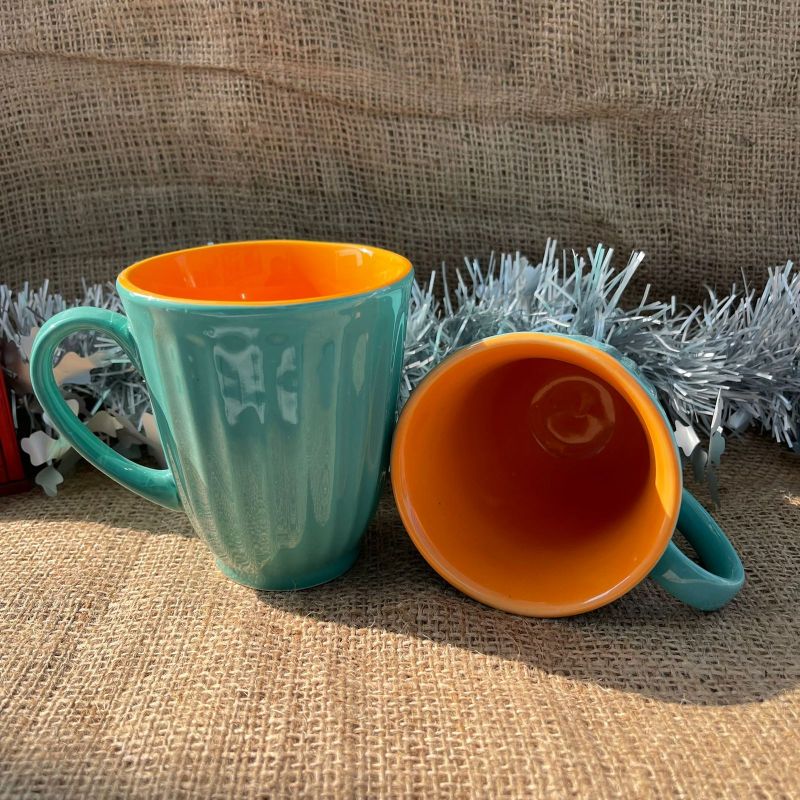 Glazed Dual Colour Ceramic Lined Mugs (Set of 2)