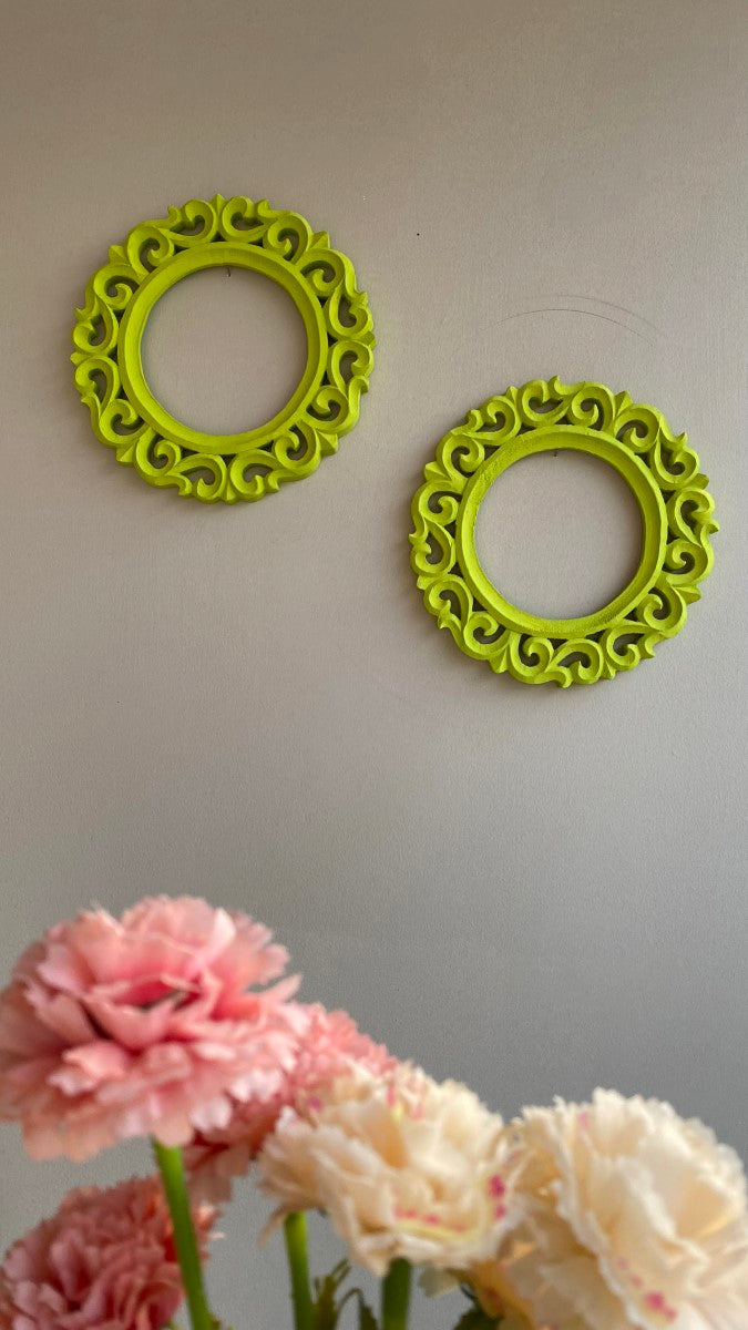 Green Round Wall Frames (Set of 2)