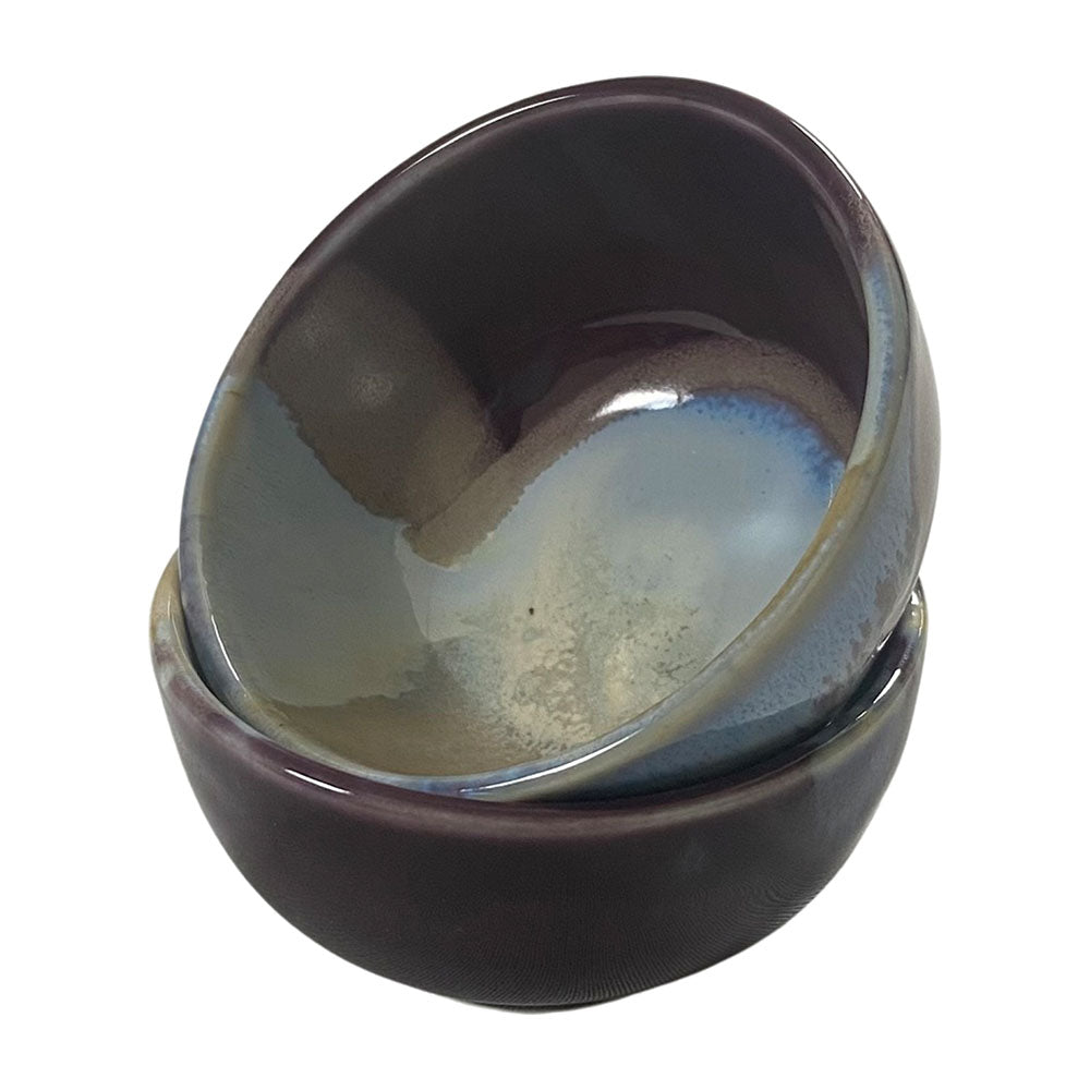 Chic Purple Red Hand-Glazed Ceramic Dip Bowls (Set of 2)
