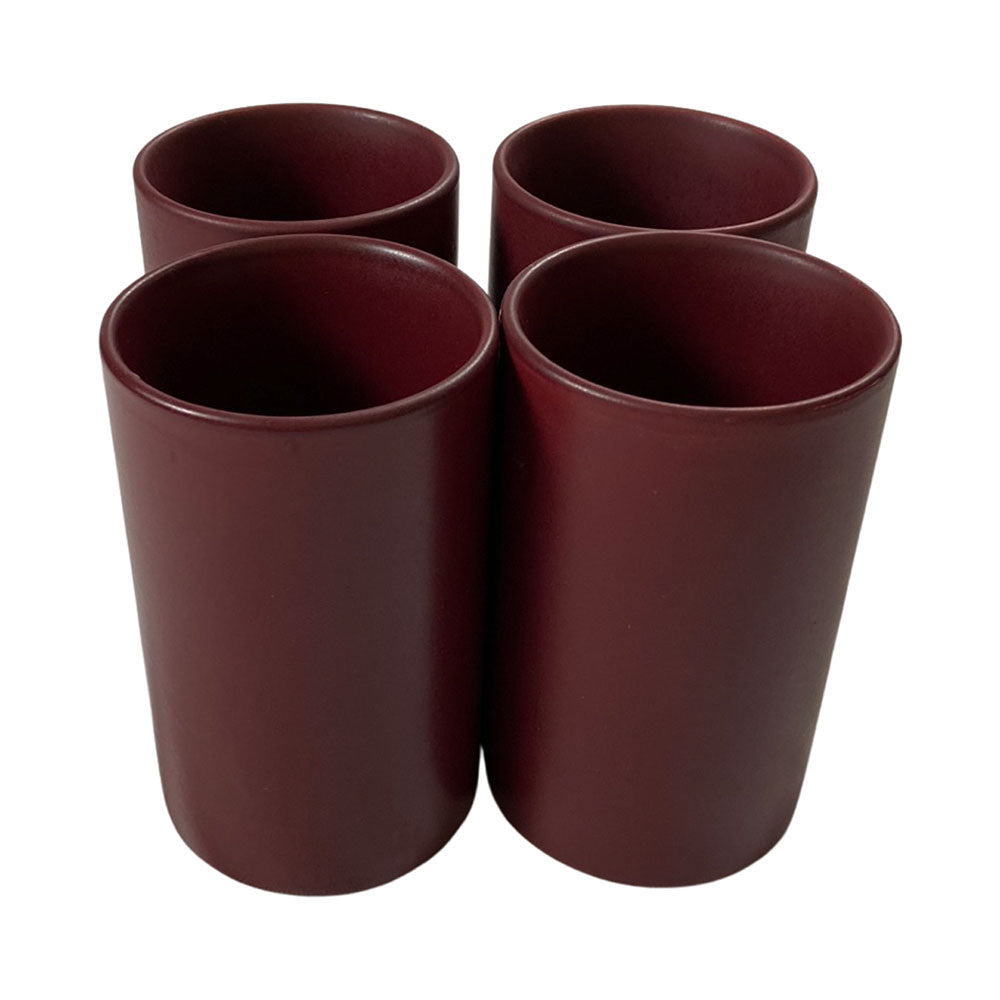 Chic Matte Maroon Ceramic Glasses (Set of 4)