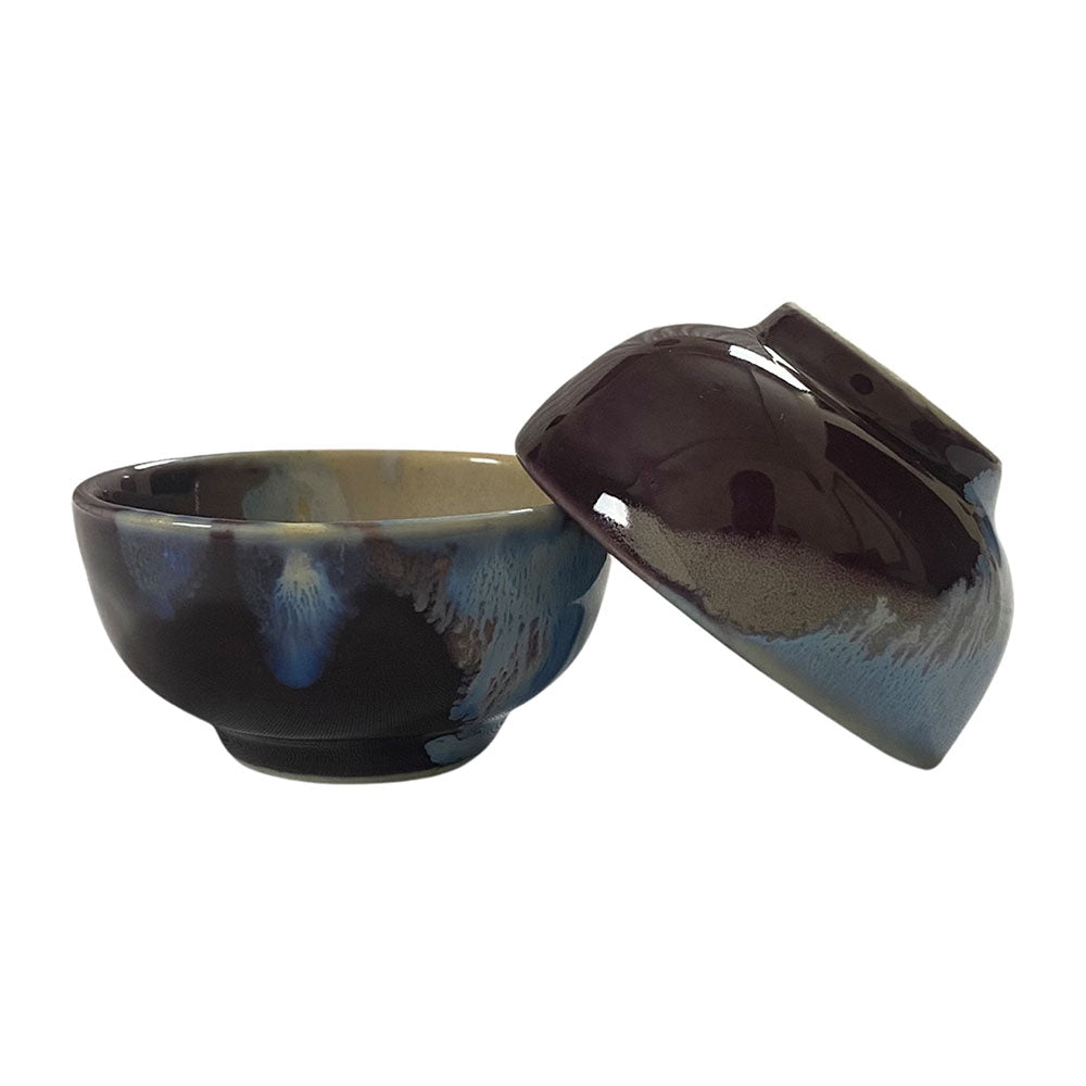 Chic Purple Red Hand-Glazed Ceramic Dip Bowls (Set of 2)