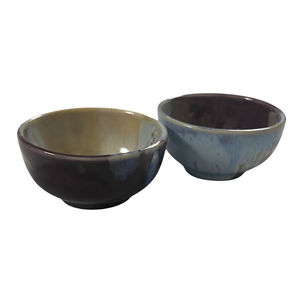 Chic Purple Red Hand-Glazed Ceramic Dip Bowls (Set of 2)