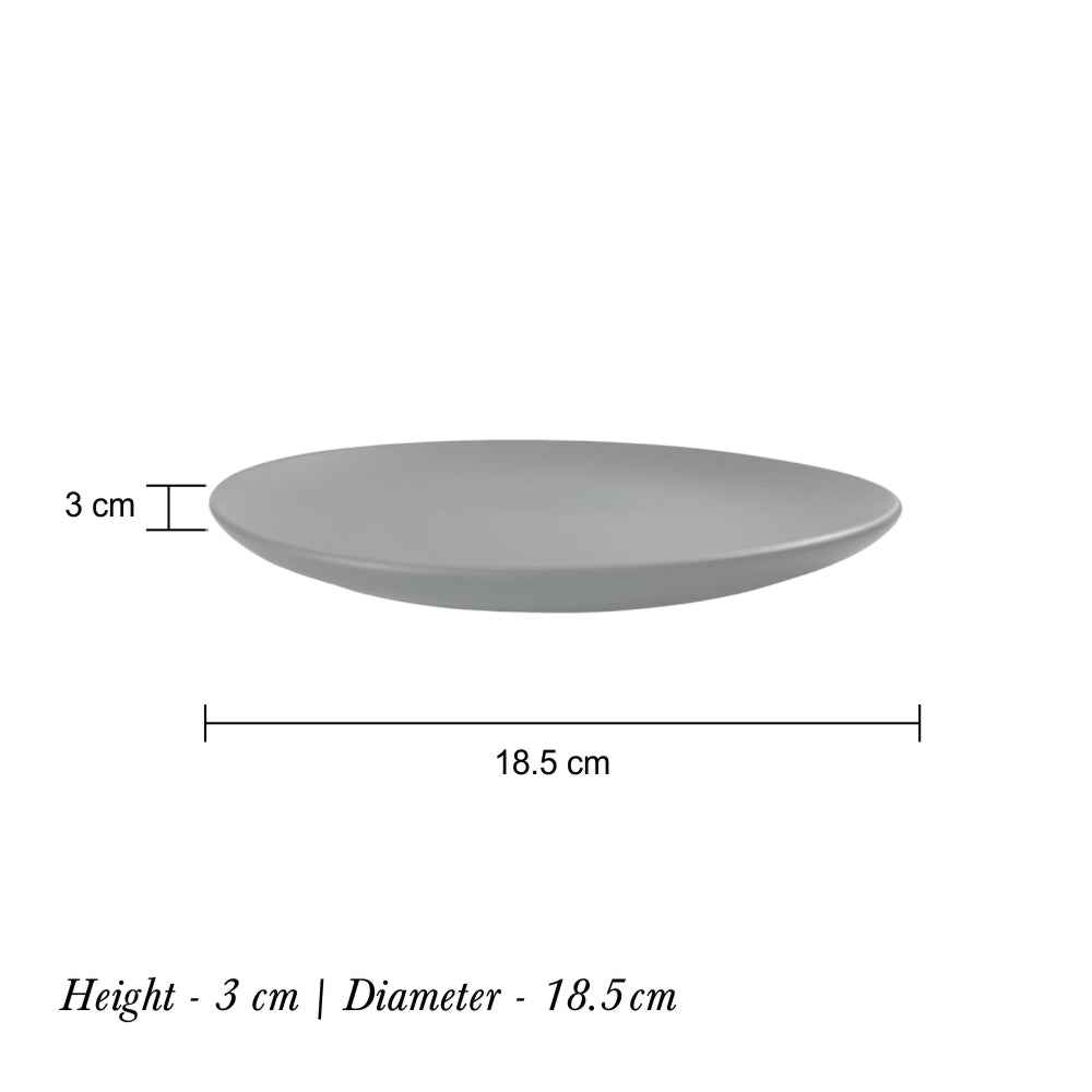 Matte Black Ceramic 7.5 Inches Quarter Plates (Set of 4)