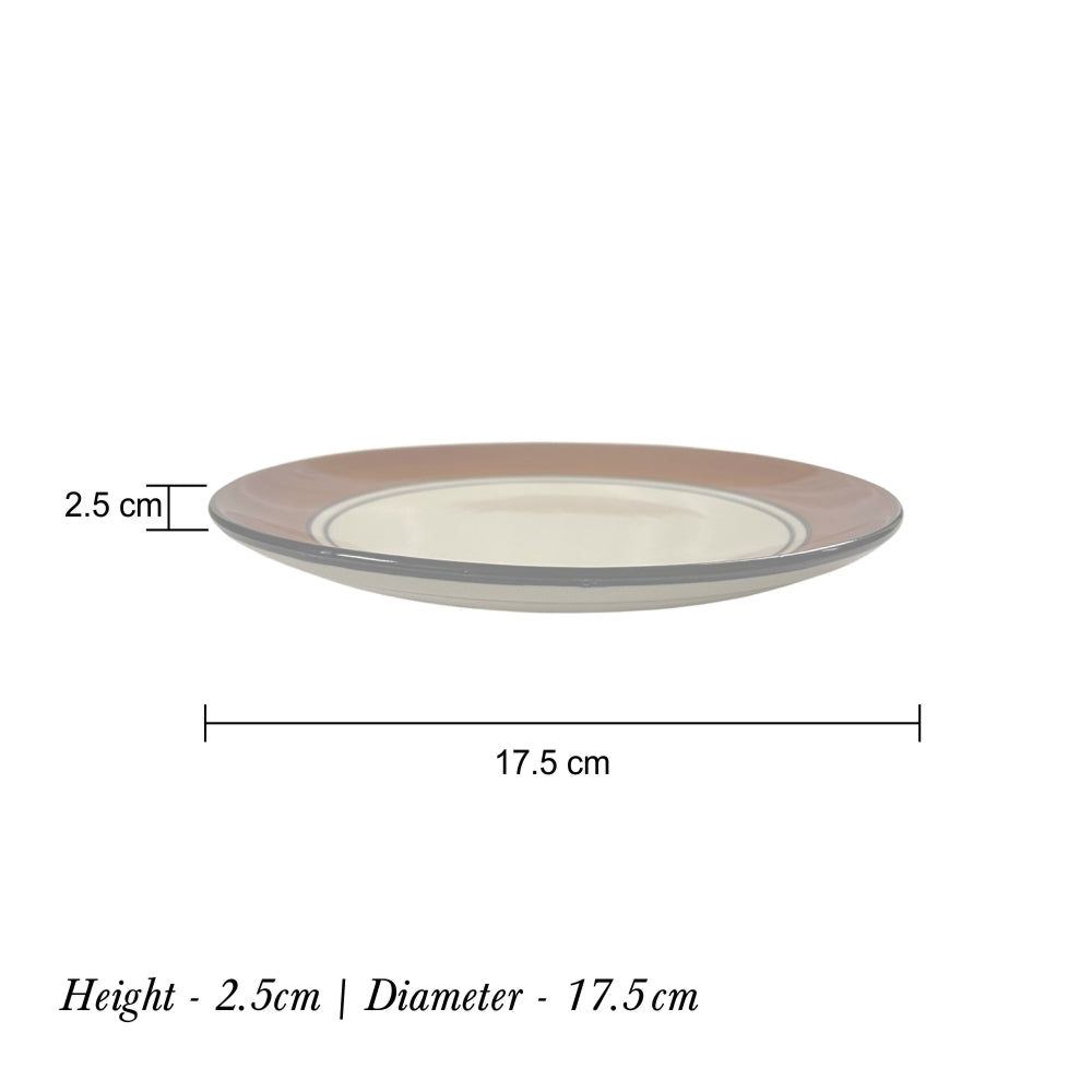 Royal Brown & White Handcrafted Ceramic Quarter Plates (Set of 4)