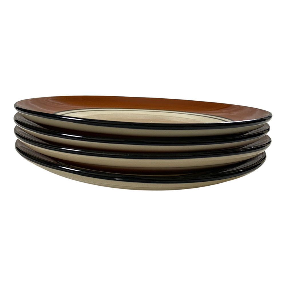 Royal Brown & White Handcrafted Ceramic Quarter Plates (Set of 4)