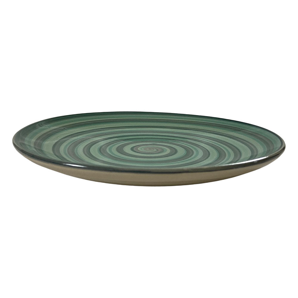 Green & Grey Hand-Painted Ceramic Quarter Plates (Set of 4)