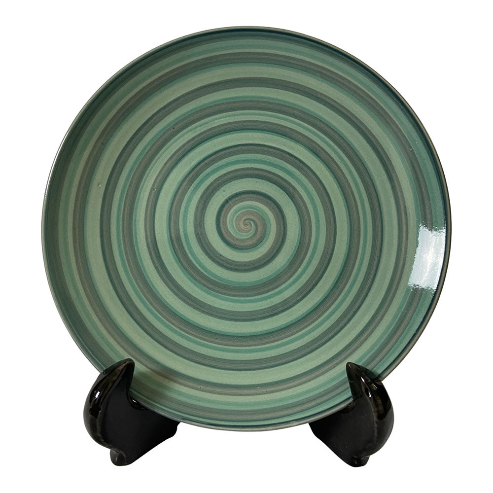 Green & Grey Hand-Painted Ceramic Quarter Plates (Set of 4)