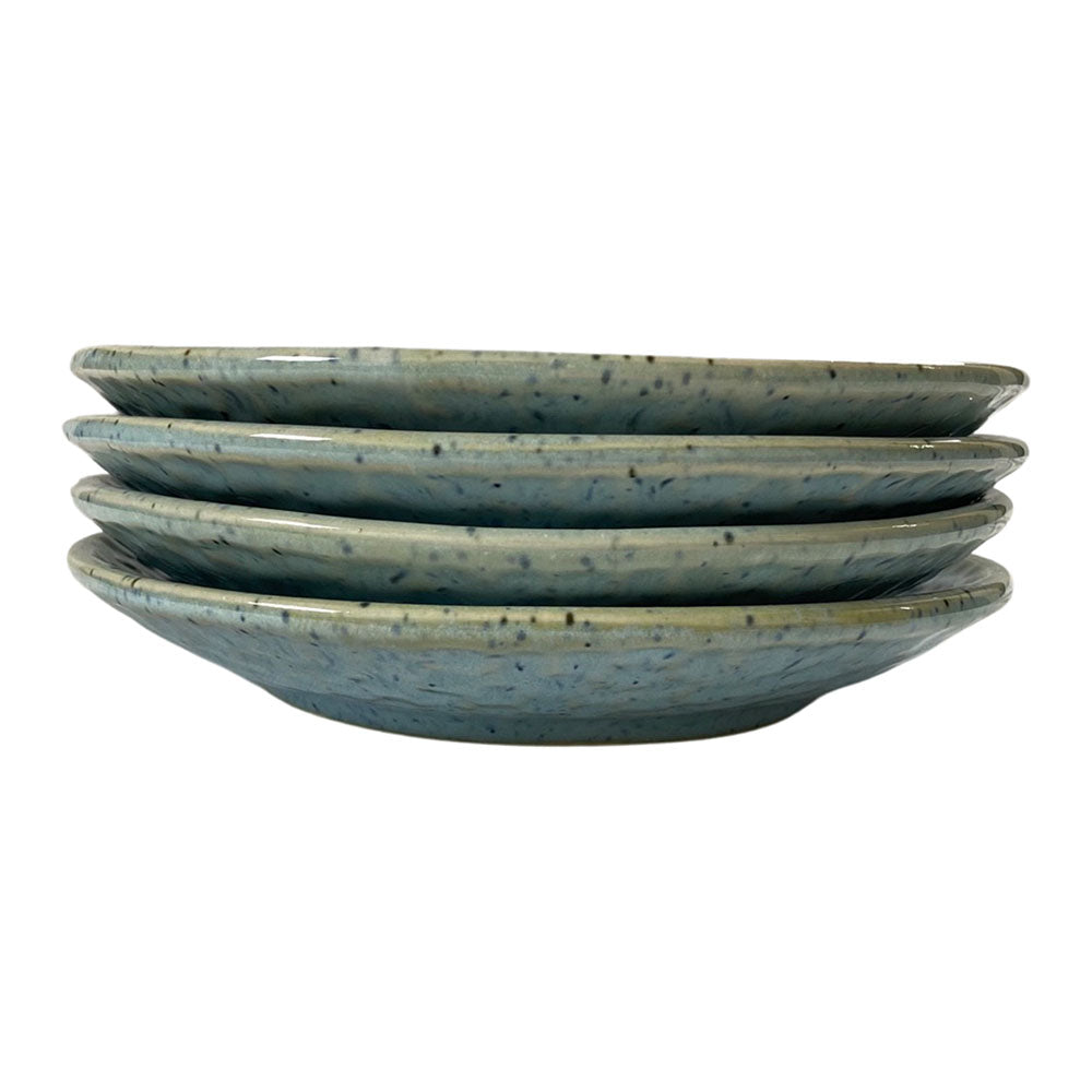 Light Blue Hammered Pattern Ceramic Quarter Plates (Set of 4)