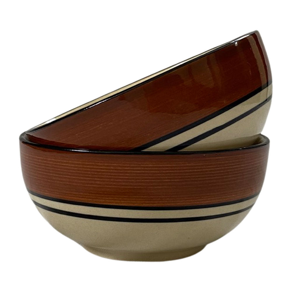 Royal Brown & White Handcrafted Ceramic Bowls/ Katoris (Set of 6)