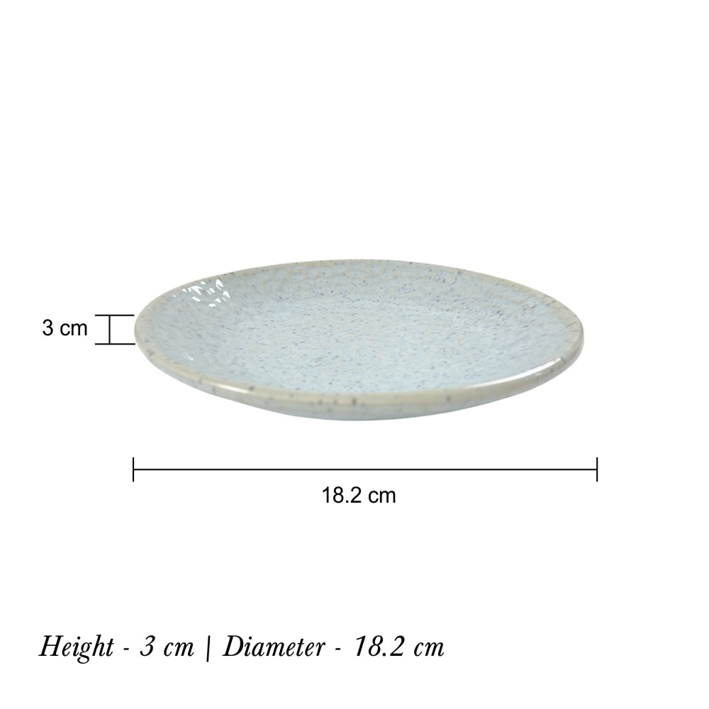 Light Blue Hammered Pattern Ceramic Quarter Plates (Set of 4)