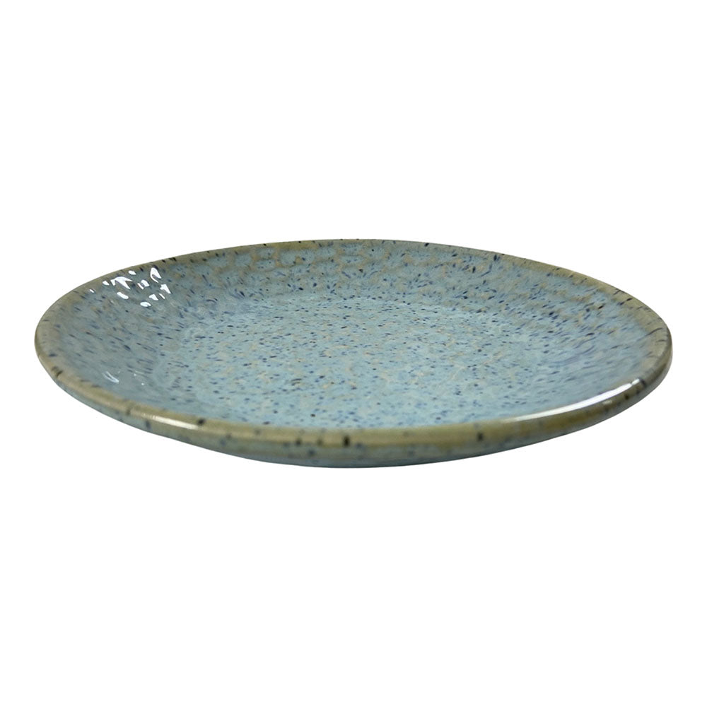 Light Blue Hammered Pattern Ceramic Quarter Plates (Set of 4)