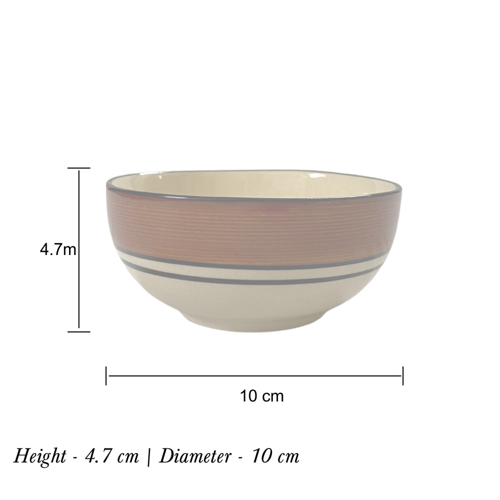 Royal Brown & White Handcrafted Ceramic Bowls/ Katoris (Set of 6)