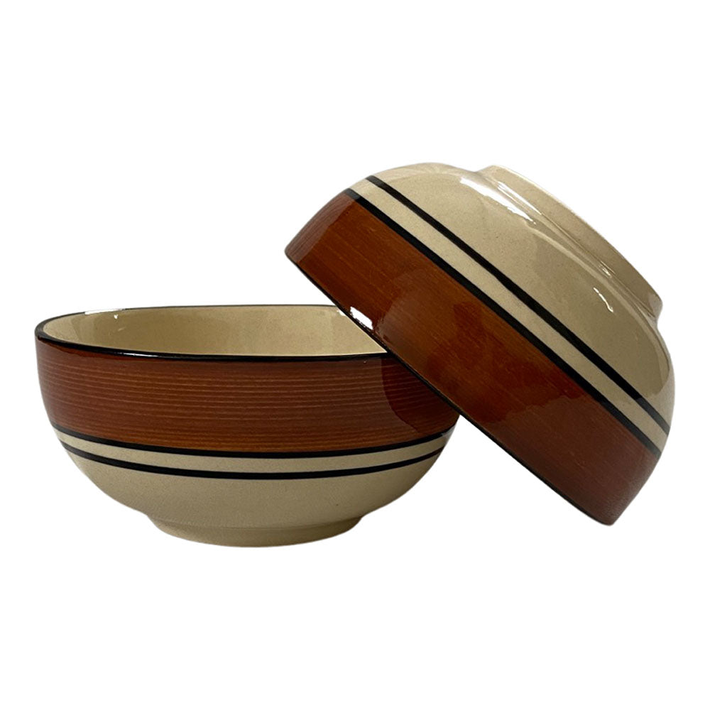 Royal Brown & White Handcrafted Ceramic Bowls/ Katoris (Set of 6)
