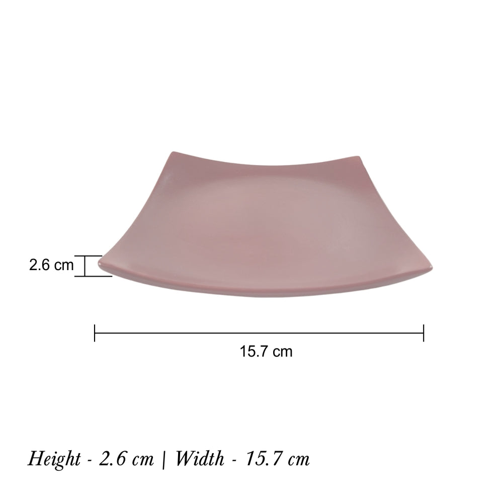 Matte Maroon Square Ceramic Quarter Plates (Set of 4)