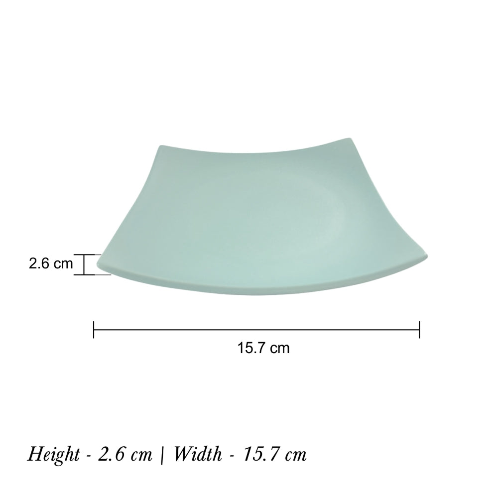 Matte Eurasian Teal Green Square Ceramic Quarter Plates (Set of 4)