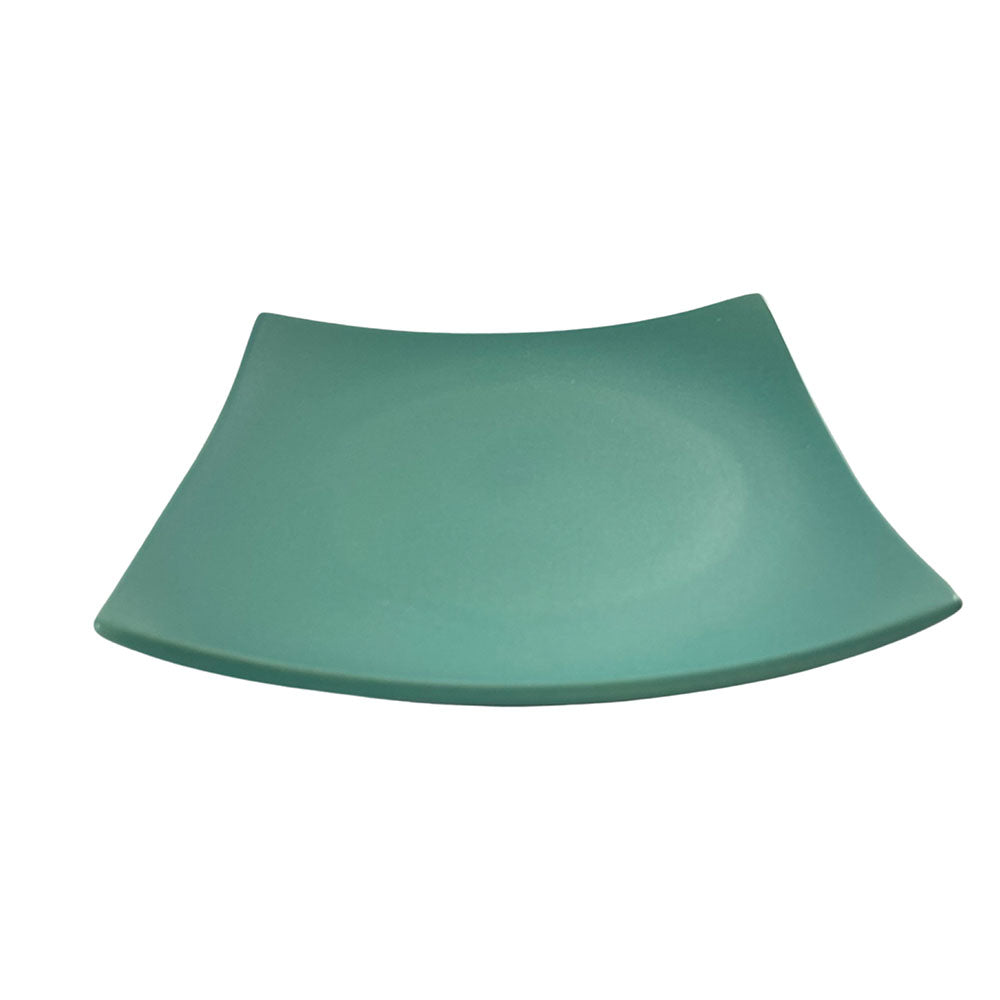 Matte Eurasian Teal Green Square Ceramic Quarter Plates (Set of 4)