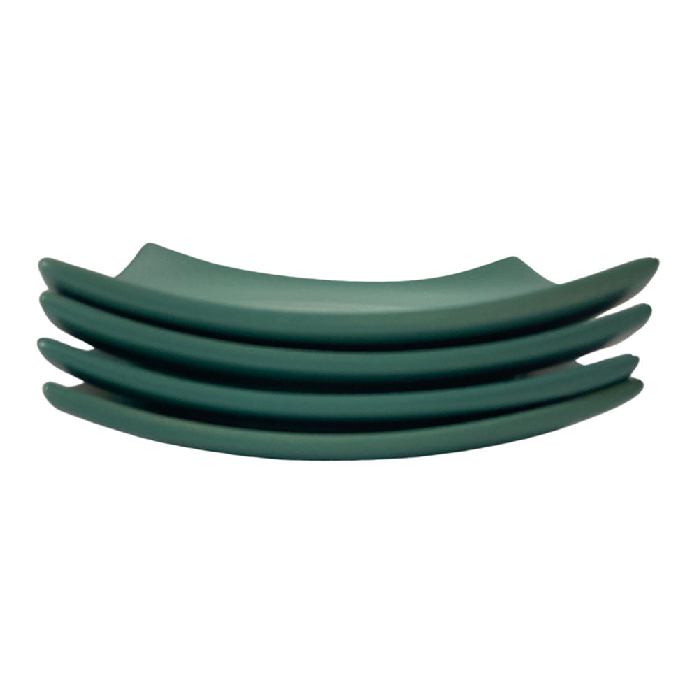 Matte Eurasian Teal Green Square Ceramic Quarter Plates (Set of 4)