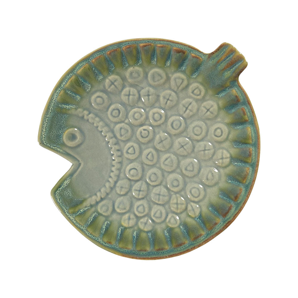 Sea Green Glaze of Vibrant Shades Fish Serving Platter (Set of 2)