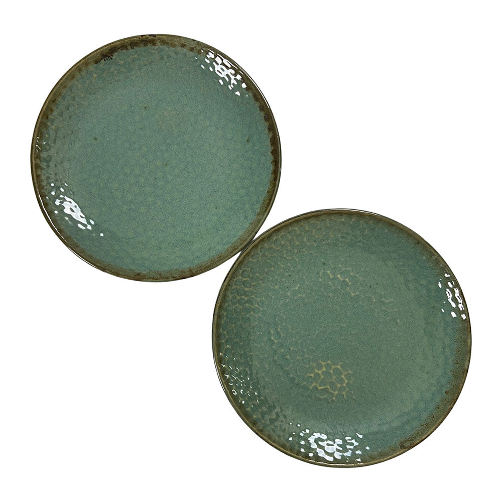 Sea Green Hammered Pattern Ceramic 10.2" Dinner Plates Set of (2/4/6)