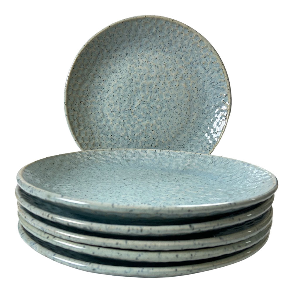 Light Blue Hammered Pattern Ceramic 10.2" Dinner Plates (Set of 2)