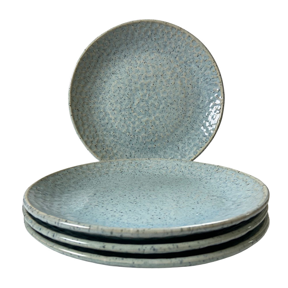 Light Blue Hammered Pattern Ceramic 10.2" Dinner Plates (Set of 2)