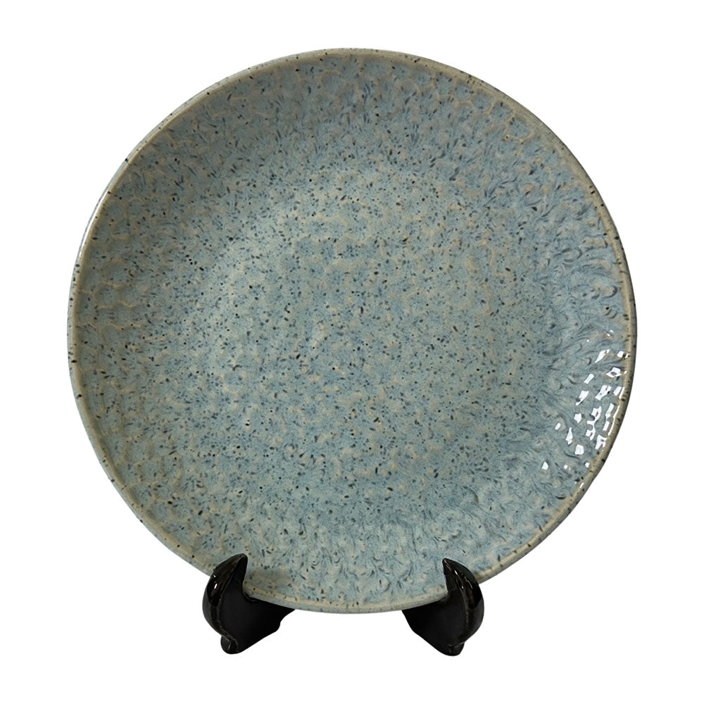 Light Blue Hammered Pattern Ceramic 10.2" Dinner Plates (Set of 2)