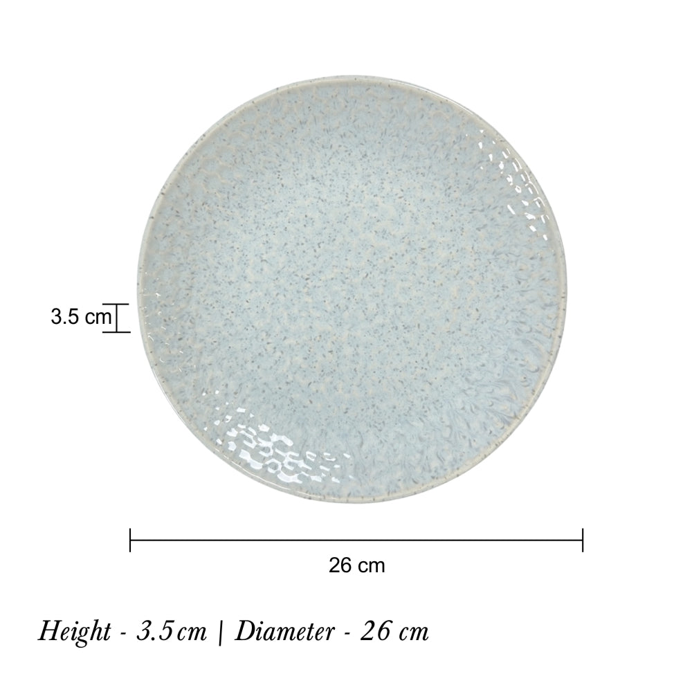 Light Blue Hammered Pattern Ceramic 10.2" Dinner Plates (Set of 2)