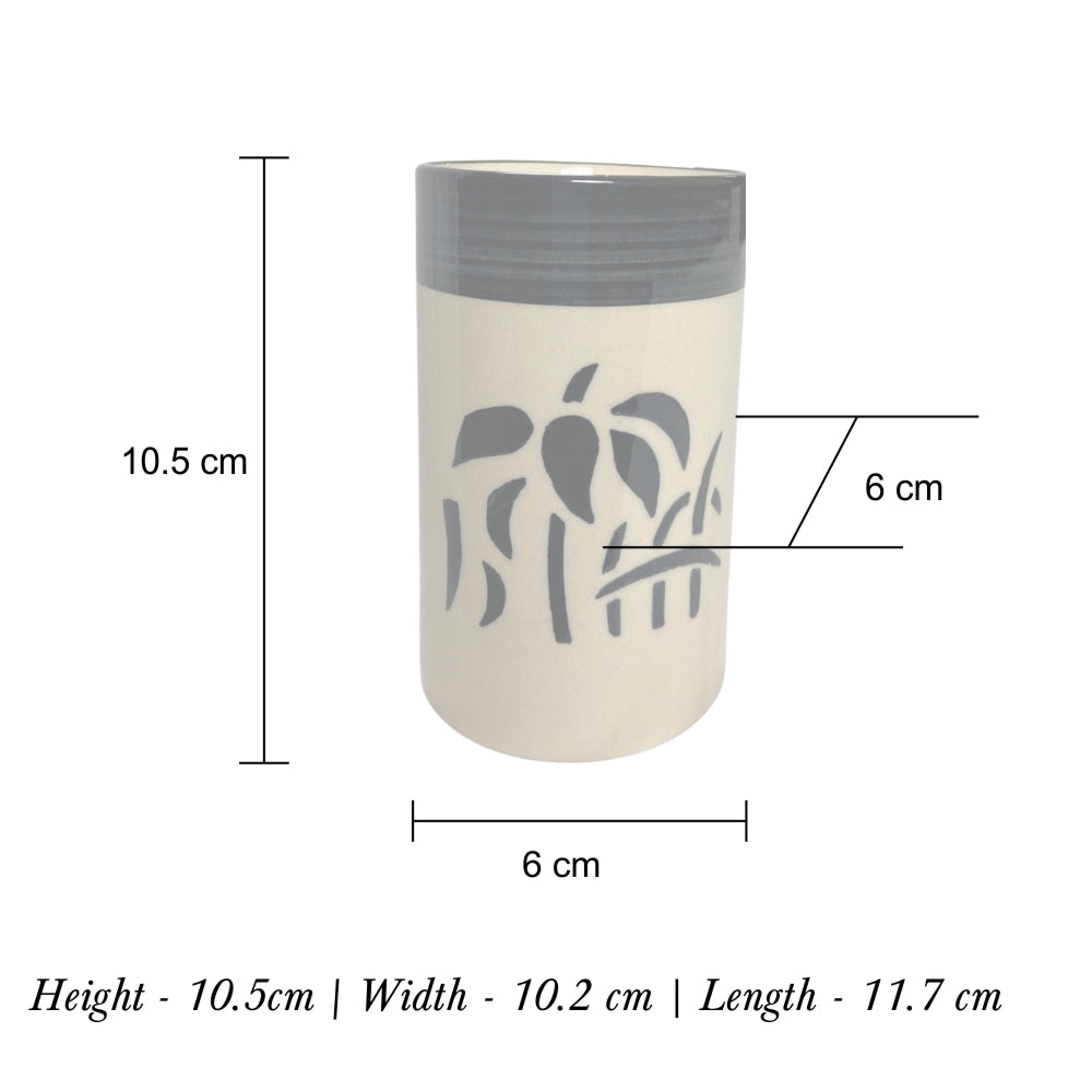 Glossy Black & White Ceramic Glasses (Set of 4)
