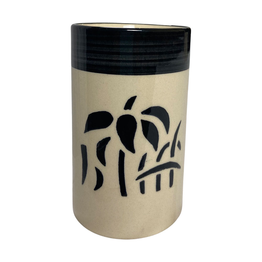 Glossy Black & White Ceramic Glasses (Set of 4)