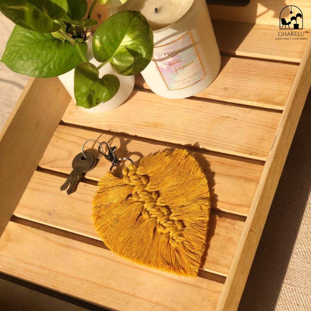 Macrame Handmade Leaf Keychain (Set of 2/4)