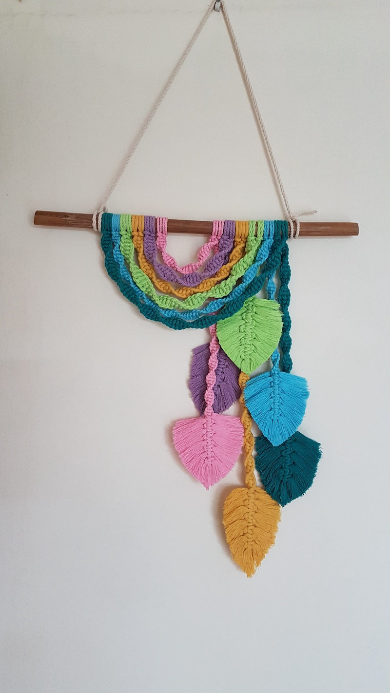 Upside Down Macrame Rainbow Wall Hanging