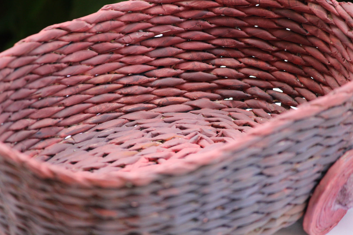 Lavender Recycled Newspaper Woven Basket Cart
