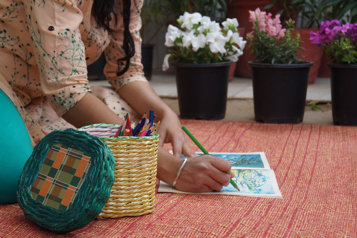 Recycled, Newspaper Woven Box
