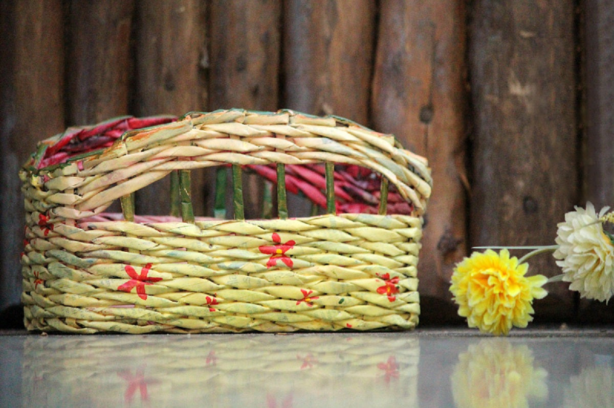 Recycled Newspaper Table Basket