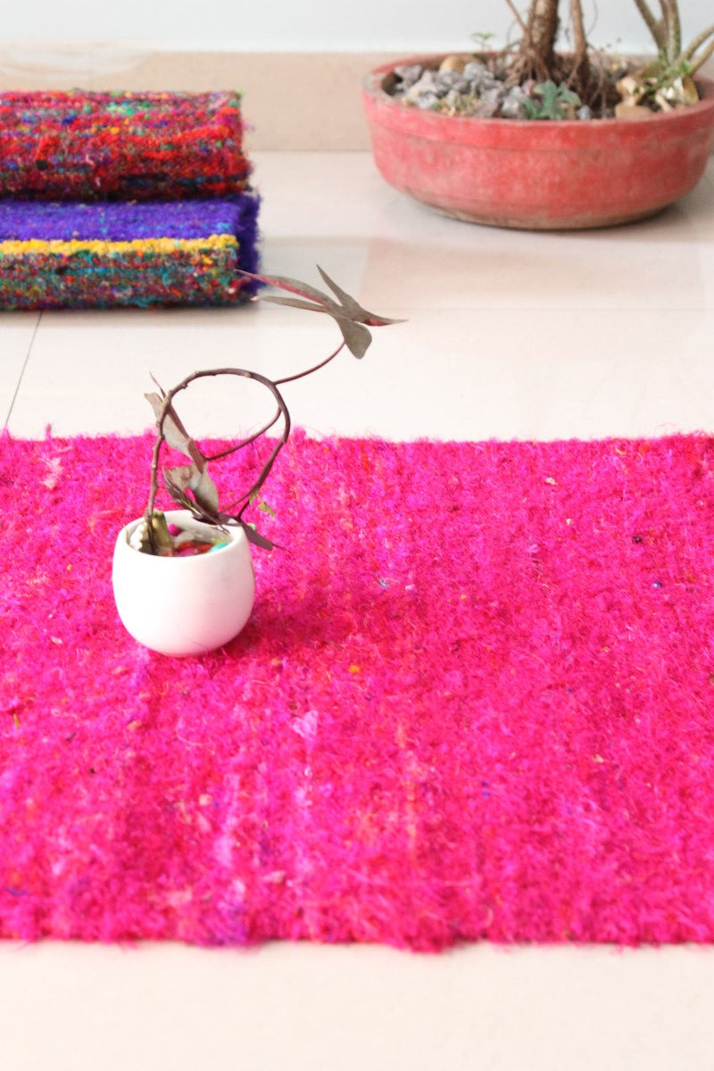 Very Berry Handmade Upcycled Silk Dhurrie Floor Covering
