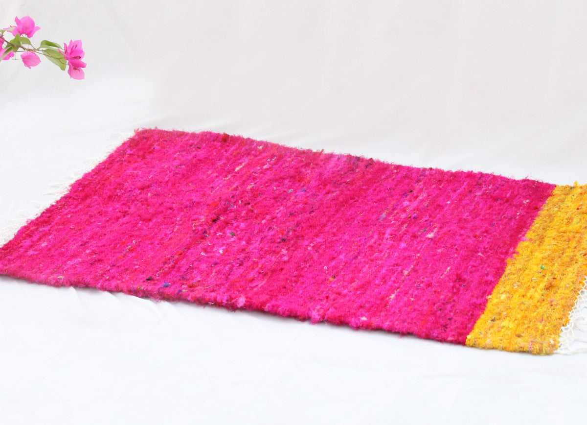Very Berry Handmade Upcycled Silk Dhurrie Floor Covering