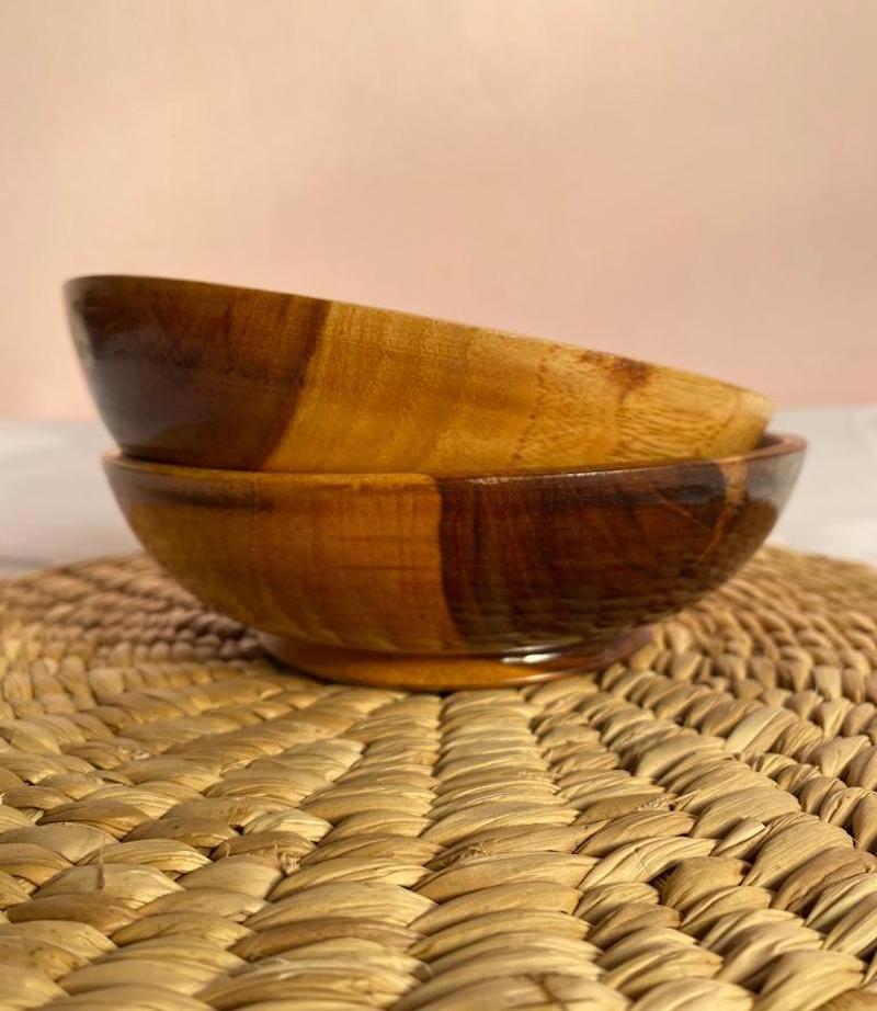 Handcrafted Eco-friendly Wooden Bowls (Set of 2)