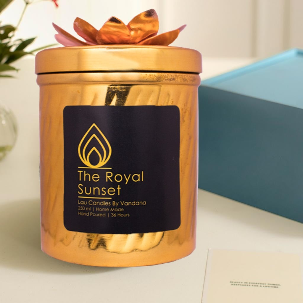 Royal Sunset Flower Copper Box Handpoured Soy Wax candle