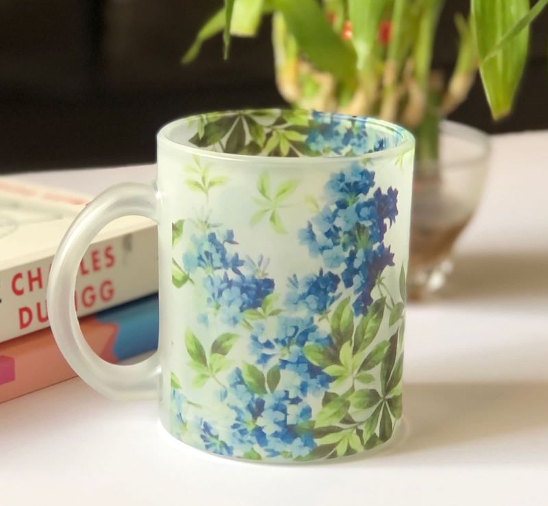 Floral Glass Coffee Mug (350ml)