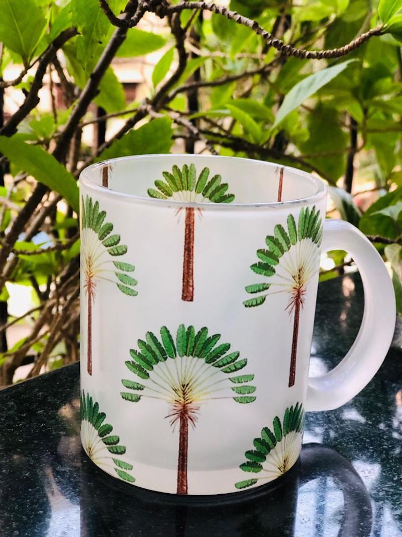 Palm Tree Glass Coffee Mug (350ml)