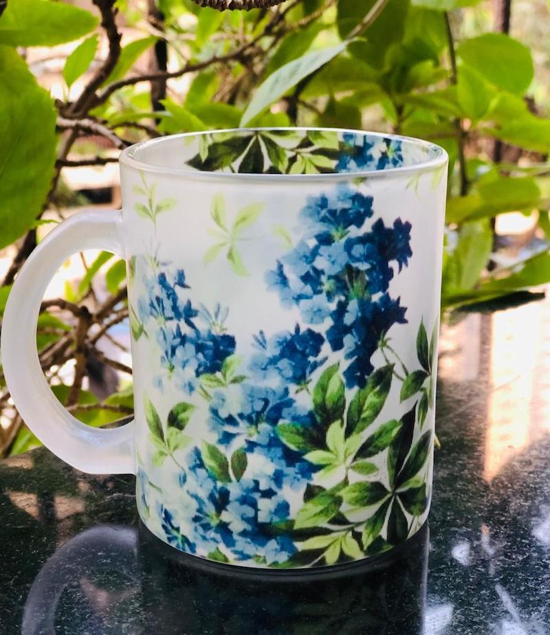 Floral Glass Coffee Mug (350ml)