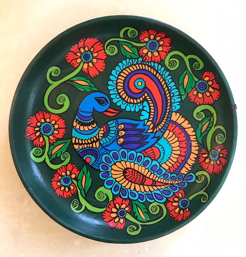 Kerala Mural Fusion Peacock Wall Plate (10”-12”)