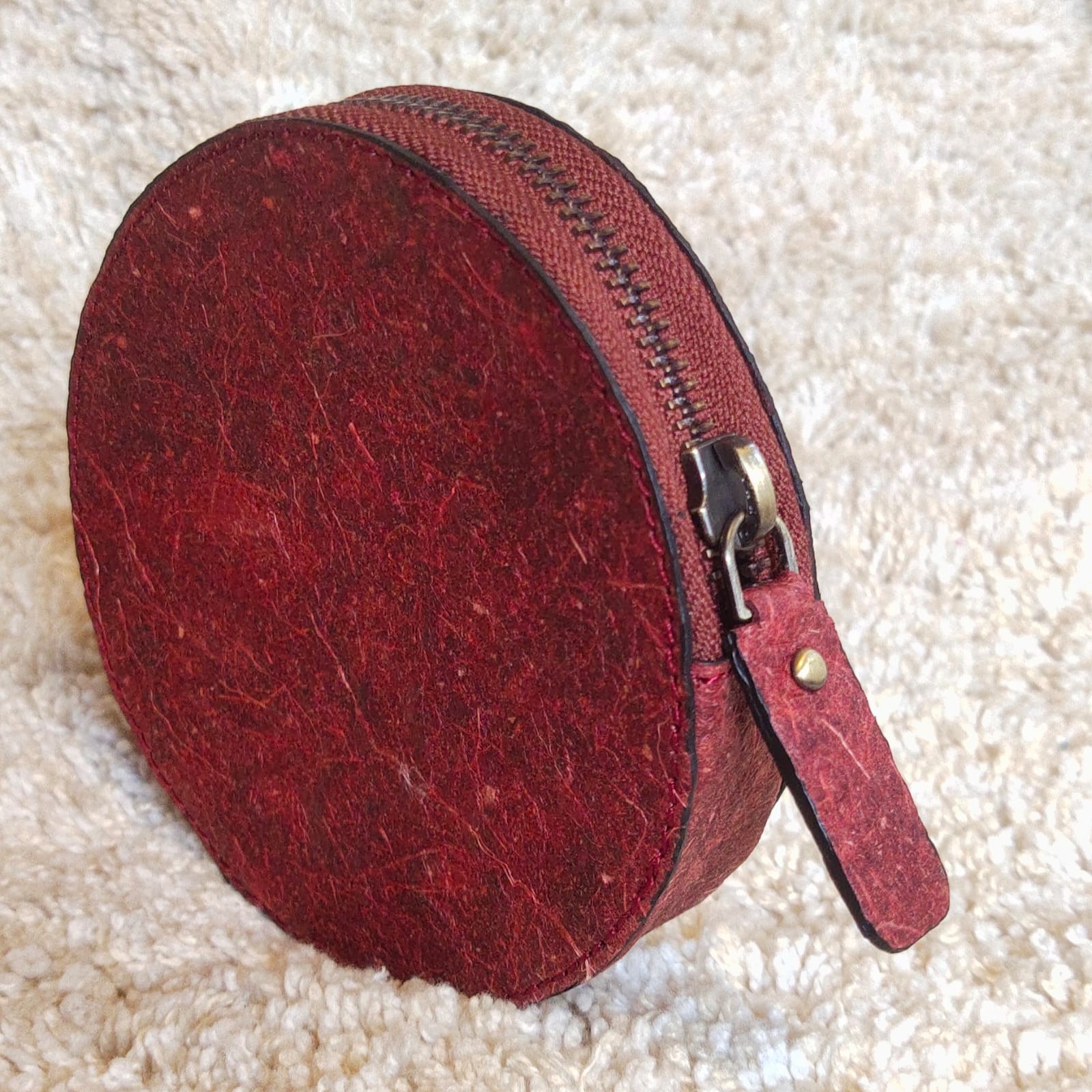 Garnet Red Coconut Leather Vegan Pouch