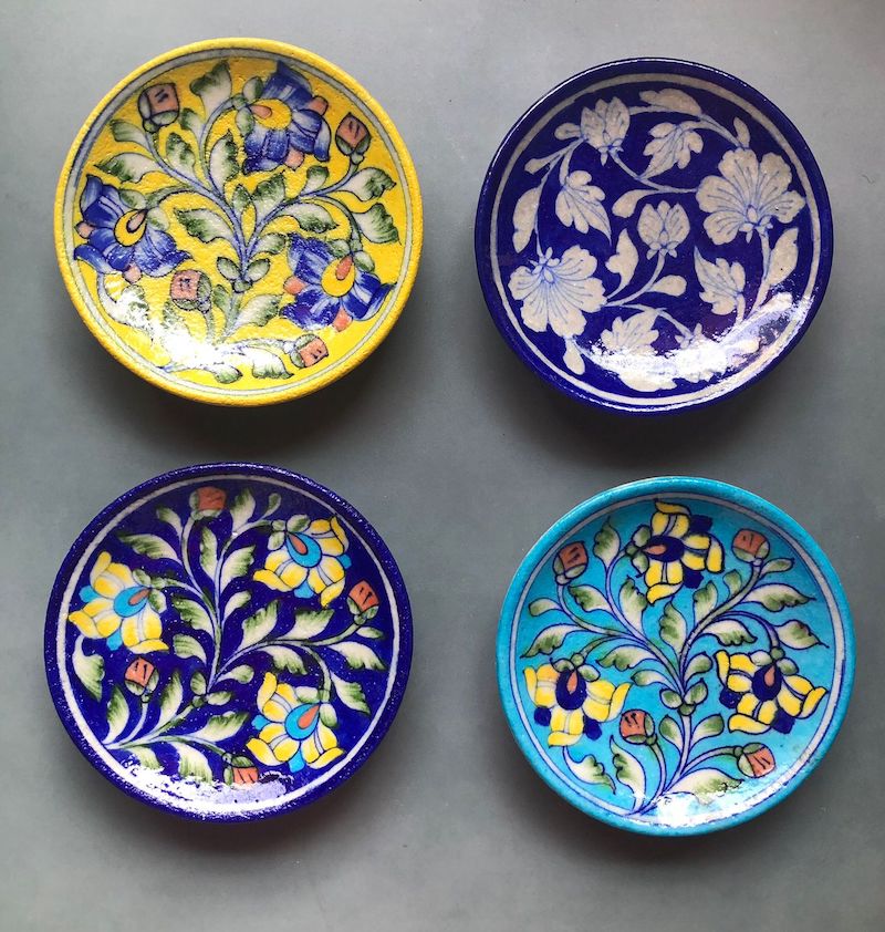 Blue Pottery Assorted Wall Plates ( Set of 4 )
