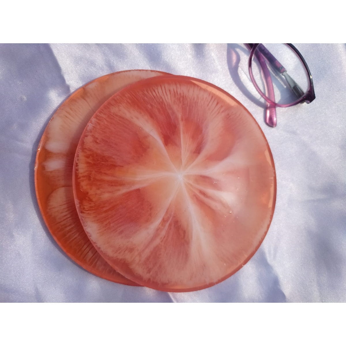 Orange Bloom Resin Coaster (Set of 2)