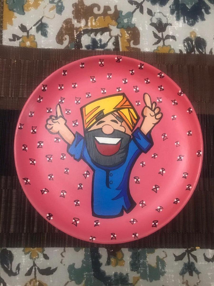 Handpainted Happy Sardarji  Wall Plate (8"-10"-12")